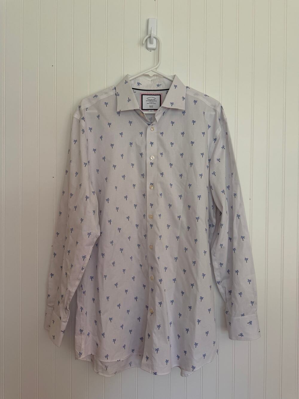 Charles Tyrwhitt Slim Fit Non-Iron Palm Tree Dress Shirt 17/35